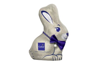 Gubor Hase mit Perlenschleife Edelvollmilch (100g)