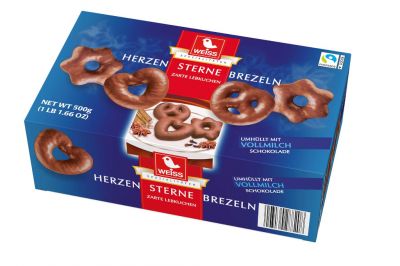 Weiss Herzen Sterne Brezeln Vollmilch (500g)