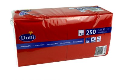 Duni Servietten 33x33 3-lagig rot 1x250 Blatt