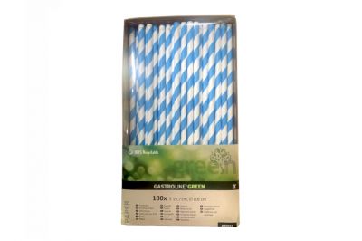 GastroLine Papier-Trinkhalme blau-wei (100Stk.)