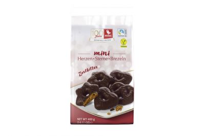 Weiss Mini Herzen, Sterne, Brezeln Zartbitter (400g)
