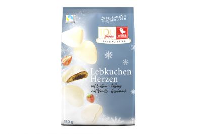 Weiss Lebkuchen Herzen Erdbeer-Vanille wei Jubilums Edition (150g)